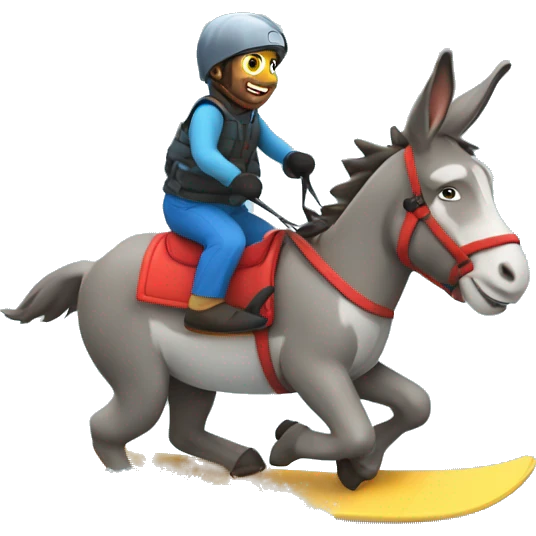 Donkey skiing on water or air emoji