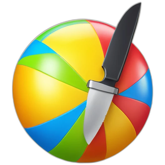 beach ball with a knife in it emoji
