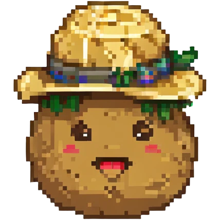 A cute potato emoji with a hat emoji
