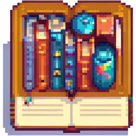 a single book with a bookmark, pixel art style emoji
