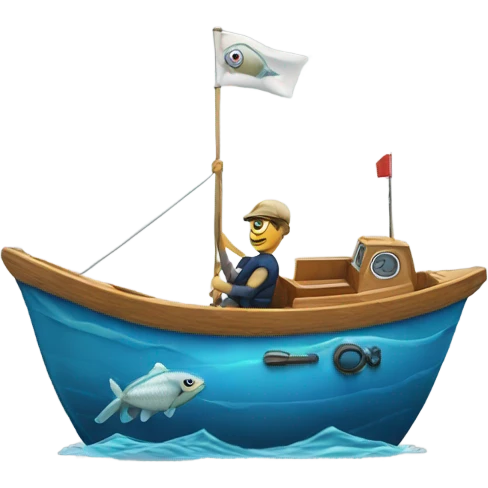 Fish driving boat emoji