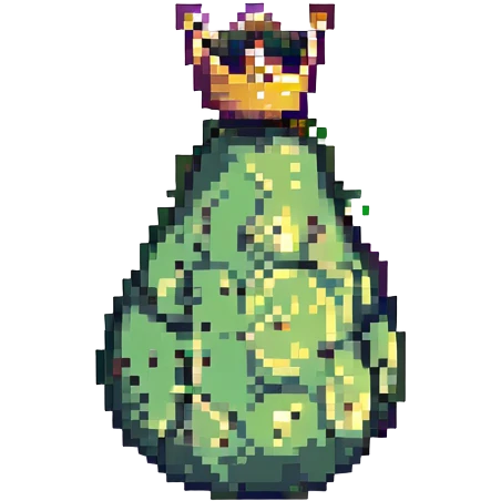 cute pixel art pear, royal theme, small crown, bright and playful emoji