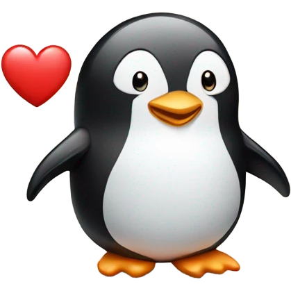 Cute penguin holding heart emoji