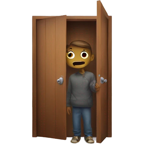 A person hiding behind a door  emoji