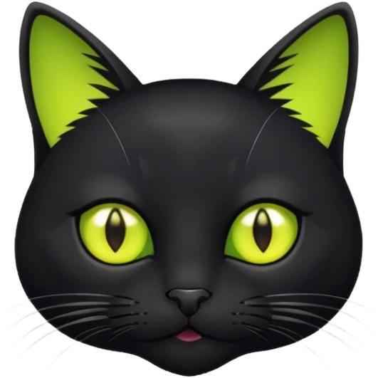 Black cat with chartreuse eyes emoji