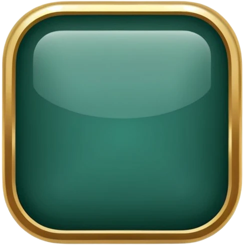 Blank dark Jade and gold edged rounded square icon button emoji