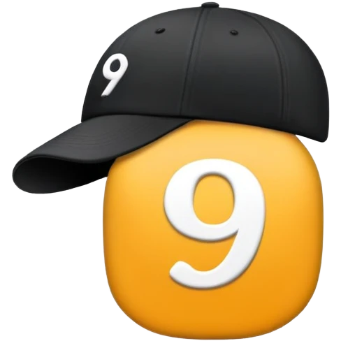 black cap with number “9” on it emoji