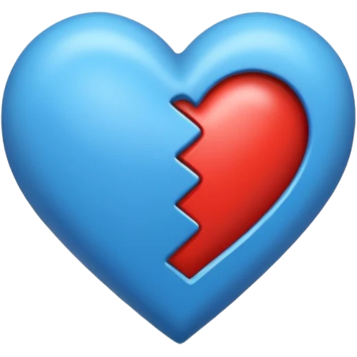 Un corazón Azul partido emoji