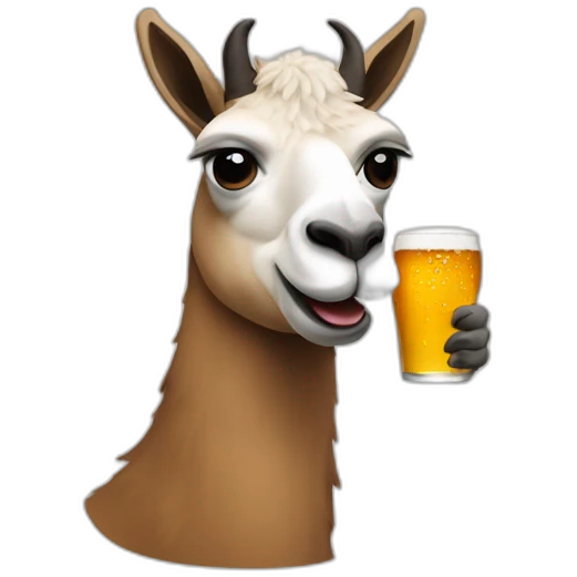 Lama drinks beer emoji