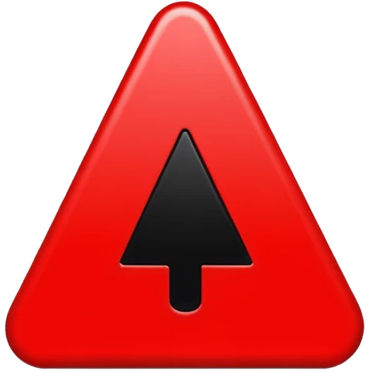 Emoji warning: red triangle, black exclamation mark, flat design, simple, emoji style. bold, high contrast, emoji