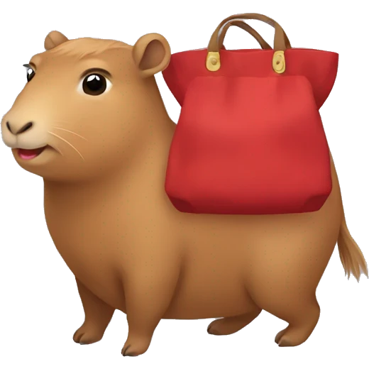 Red Bag with cute capybara  emoji