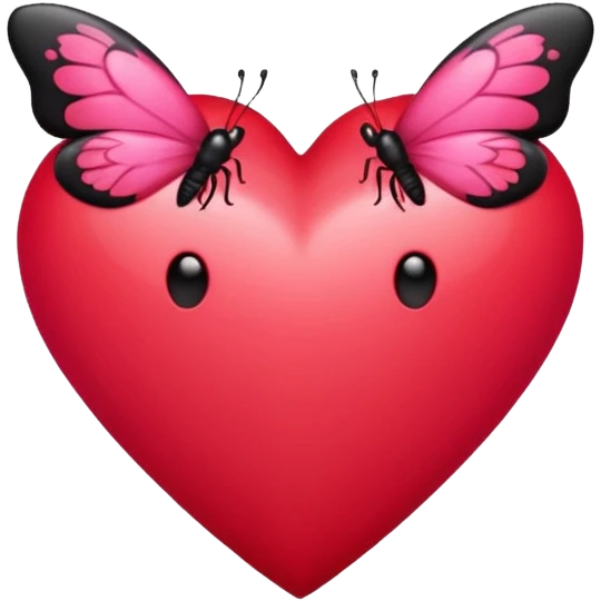 Really cool heart emoji for my sick girlfriend that’s mainly  red & black. With just tiny hot pink butterflies on it.  emoji