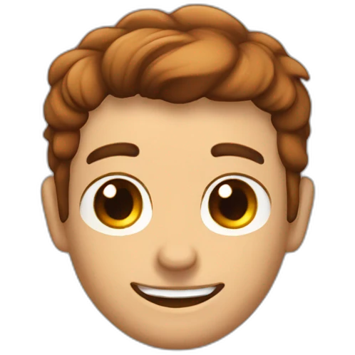 Homme ride chauve avec yeux marrons emoji