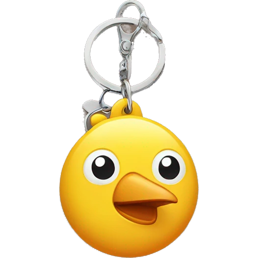 an cute keychain with a happy bird imprint on it  emoji