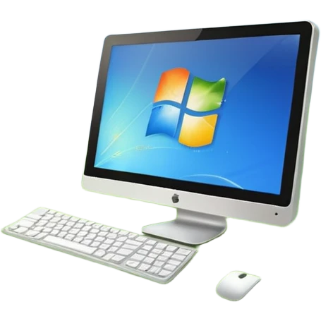 desktop computer screen displaying Windows XP default wallpaper green hill blue sky simple iconic no text emoji