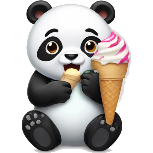 Panda eating ice cream emoji