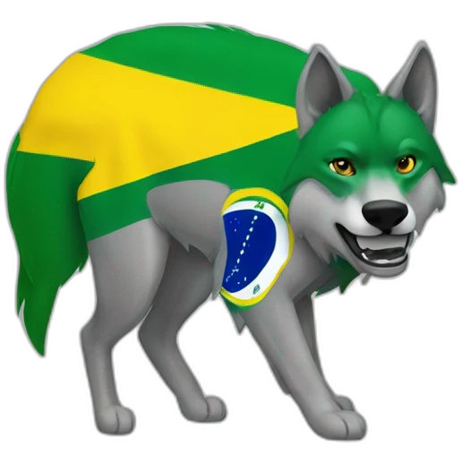 A Wolf with a brazilian flag emoji