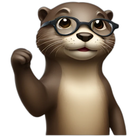 otter with glasses pointing up with its index finger emoji