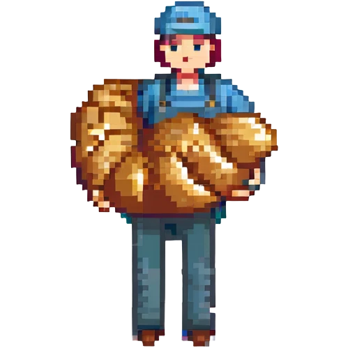 man holding a giant croissant, playful emoji