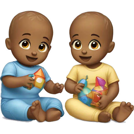 Baby twins playing with toys emoji