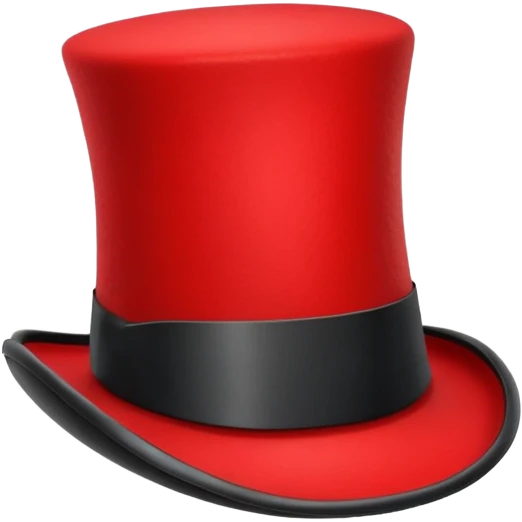 red top hat with black band without bow, classic shape emoji