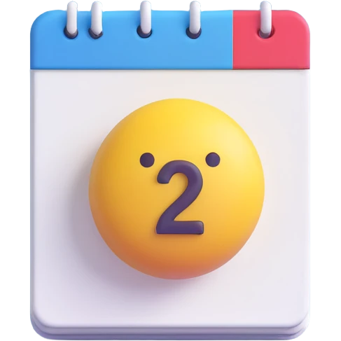 calendar emoji with the date '2' displayed emoji