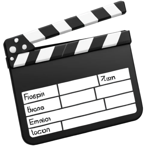 extremely minimalist movie clapper, just two rectangles with a single diagonal line, black and white only emoji