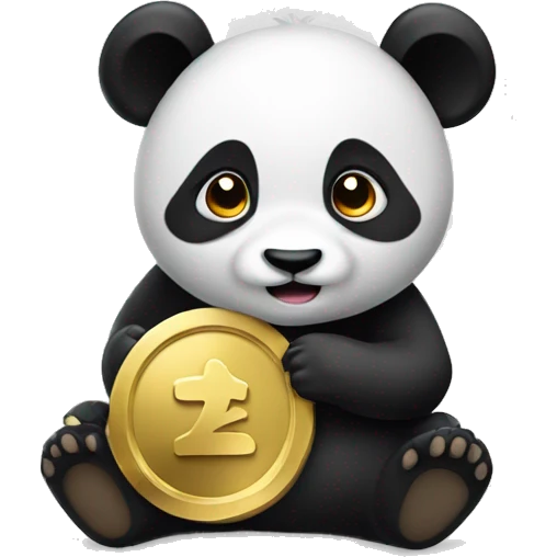 A small panda take a gold coin emoji