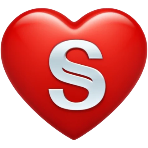 Love heart in red colour and center S letter only emoji
