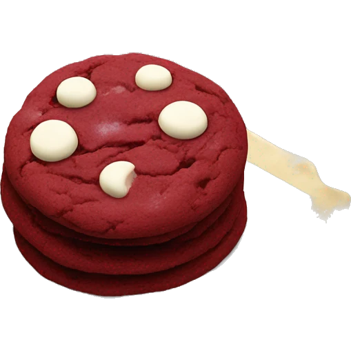 one red velvet cookie with white chocolate chips emoji