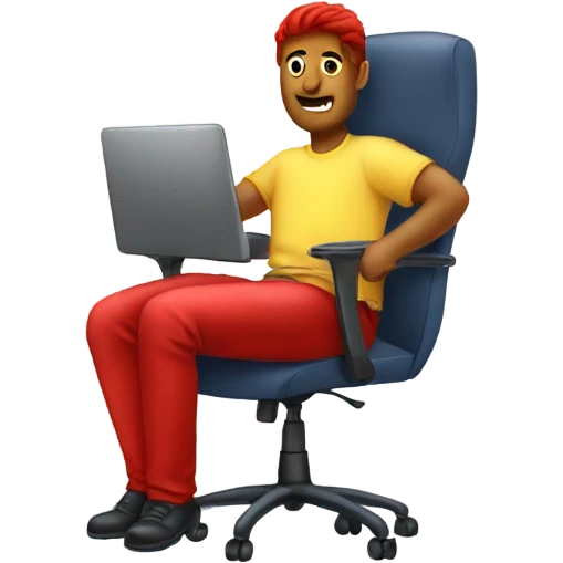 My friend sitting in his computer chair with really red legs  emoji