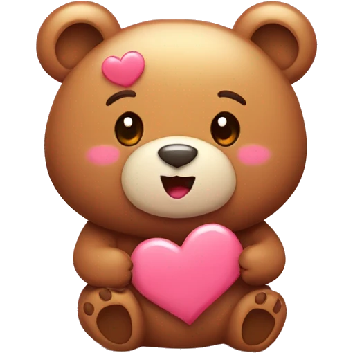 A cute sugary bear filled with hearts and sweetness. blushing with smooches all over  emoji