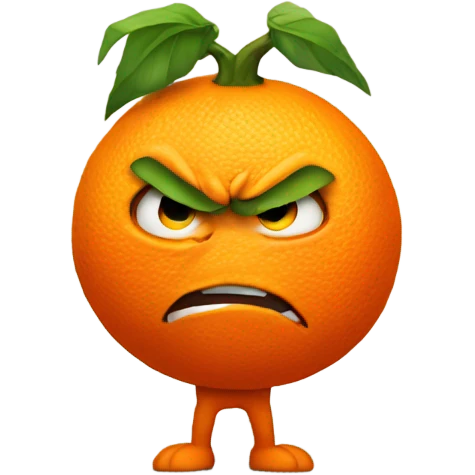 Angry orange with muscular arms emoji