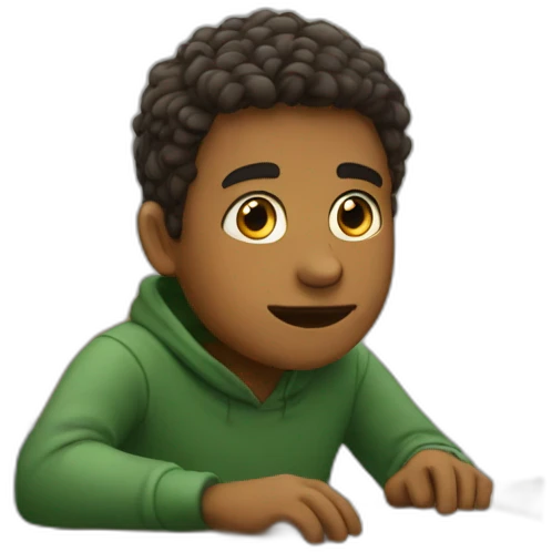 boy sitting in front of the computer and studying  emoji