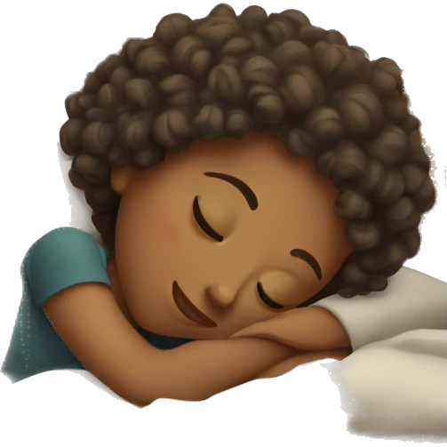 sleeping girl with curly hair in the bed  emoji