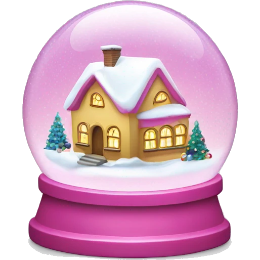 Pink snow globe with a Christmas house inside  emoji
