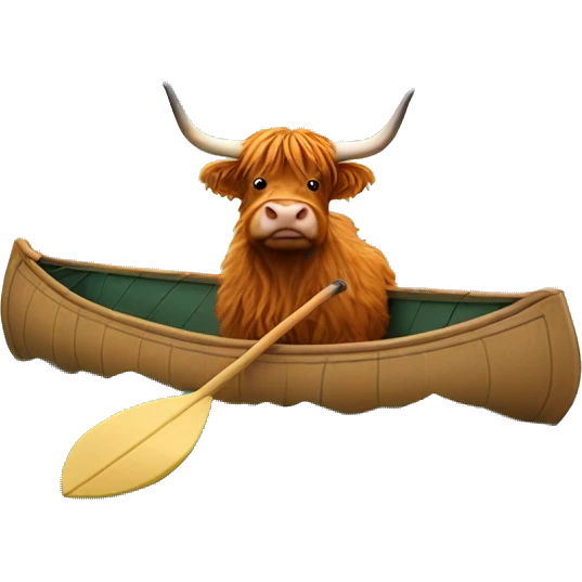 Highland cow in a canoe emoji