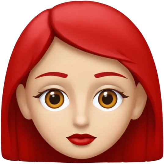 Una figura roja con cabeza cuadrada y cuerpo de rectángulos con cara con dos ojos negros como puntos y cejas preocupadas sin boca y que tenga como una especie de polvo café en la cabeza emoji