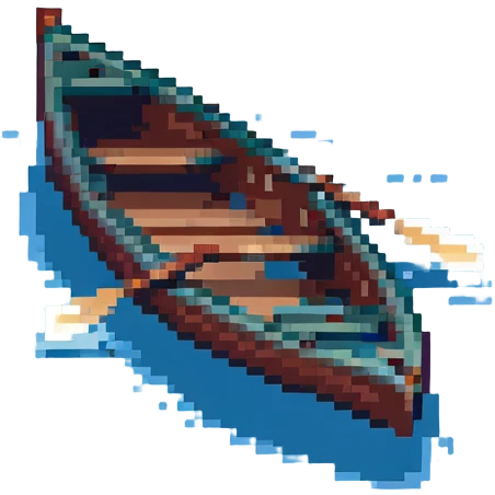 wooden rowboat with oars on water emoji