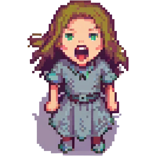 a girl screaming, pixel art style emoji