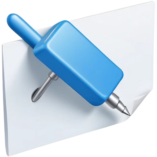 A blue pushpin attaching a note or piece of paper. Minimalist, modern style with clean lines emoji