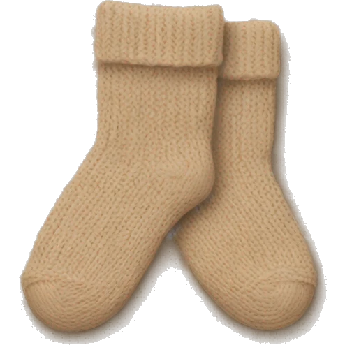 Pair of beige knitted socks emoji