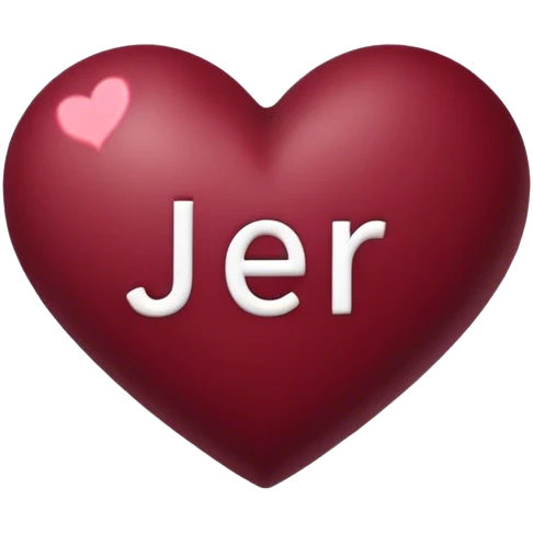 Burgundy heart with the letters Jer in the middle  emoji