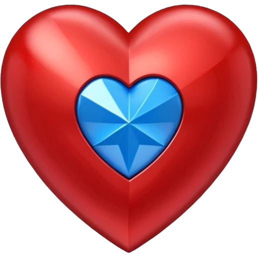 A geometric red 3D heart with a geometric blue star inside emoji