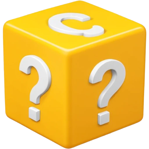  yellow cube shaped box stuffed with white question marker cubes emoji