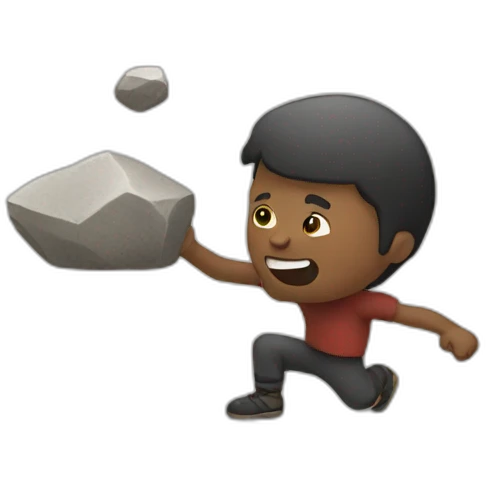 man throwing a rock emoji