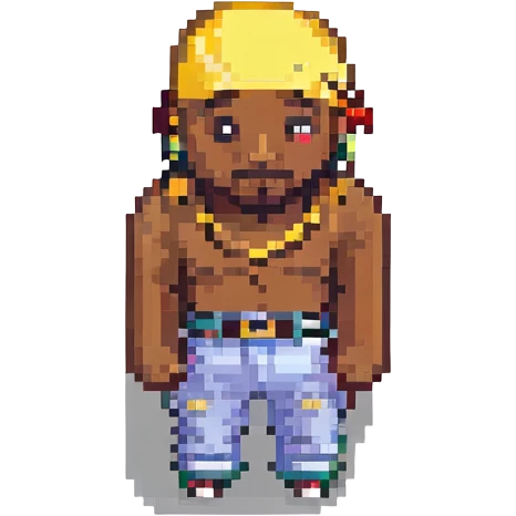 2Pac in the style of pixel art, front view emoji