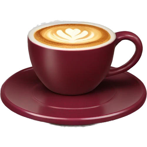cappuccino in a burgundy mug with saucer emoji