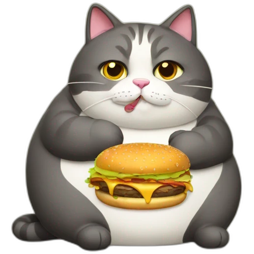 fat cat eating burger emoji