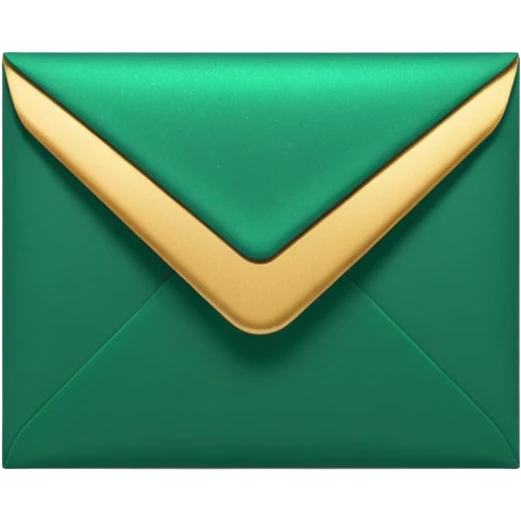 3D minimal envelope icon with subtle star or sparkle accent, matte finish, deep green (#0B3D2C), gold (#C9B037) sparkle, Apple style, sleek and premium, soft shadow, transparent background emoji